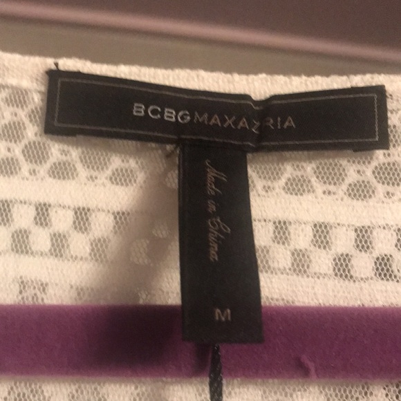 BCBGMAXAZRIA EVANNE BABYDOLL WHITE LACE-UP PEASANT LONG SLEEVE DRESS  SZ MED - Picture 6 of 9